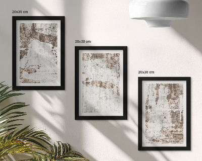 Lot de 3 tableaux Motifs abstraits dans les tons de blanc et de brun