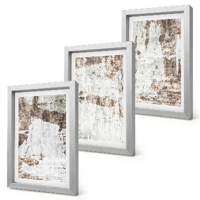 Lot de 3 tableaux Motifs abstraits dans les tons de blanc et de brun