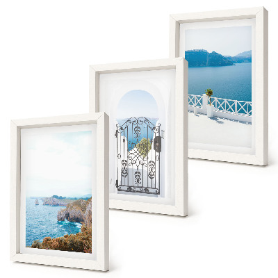 Ensemble de 3 tableaux Vue sur la mer avec architecture grecque