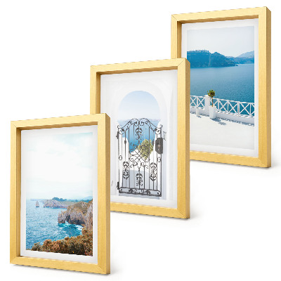 Ensemble de 3 tableaux Vue sur la mer avec architecture grecque