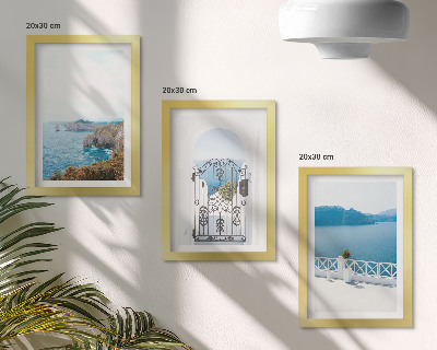 Ensemble de 3 tableaux Vue sur la mer avec architecture grecque