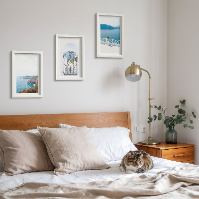 Ensemble de 3 tableaux Vue sur la mer avec architecture grecque