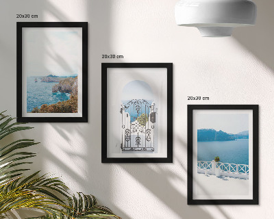 Ensemble de 3 tableaux Vue sur la mer avec architecture grecque