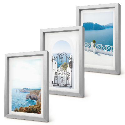 Ensemble de 3 tableaux Vue sur la mer avec architecture grecque