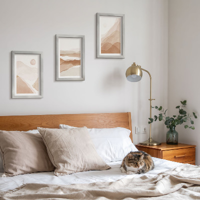 Ensemble de 3 tableaux Paysages abstraits dans des tons de brun et de beige