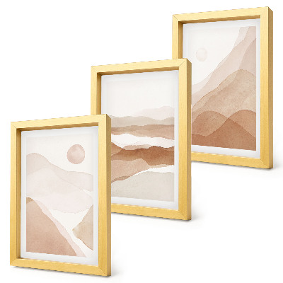 Ensemble de 3 tableaux Paysages abstraits dans des tons de brun et de beige