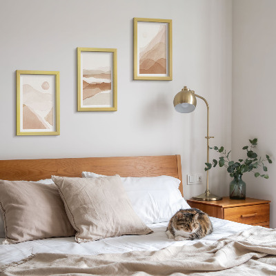 Ensemble de 3 tableaux Paysages abstraits dans des tons de brun et de beige