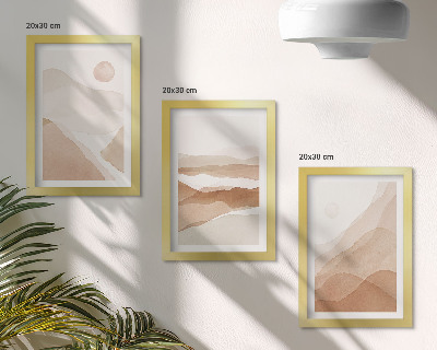 Ensemble de 3 tableaux Paysages abstraits dans des tons de brun et de beige