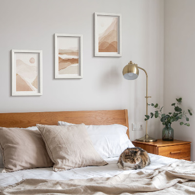 Ensemble de 3 tableaux Paysages abstraits dans des tons de brun et de beige
