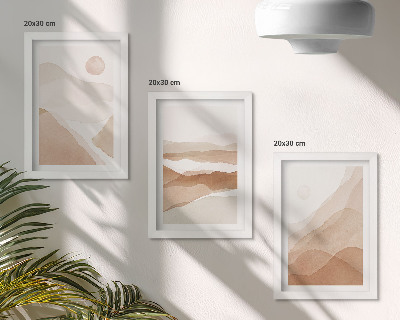 Ensemble de 3 tableaux Paysages abstraits dans des tons de brun et de beige