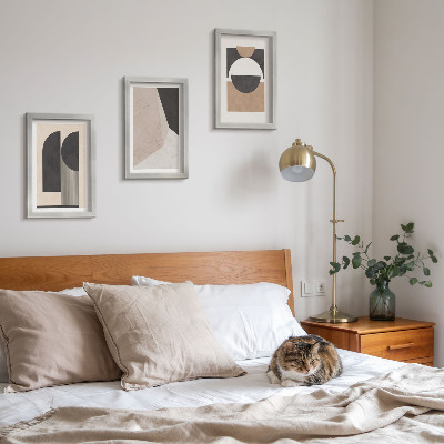 Ensemble de 3 tableaux Formes abstraites dans des tons beige et brun