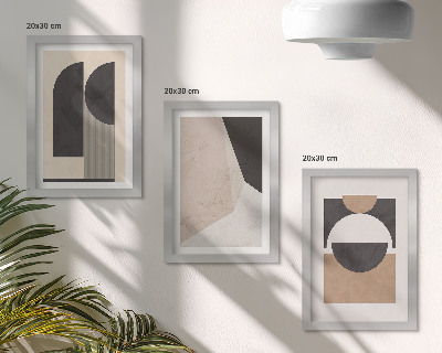 Ensemble de 3 tableaux Formes abstraites dans des tons beige et brun