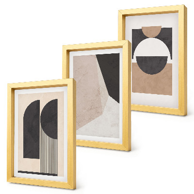 Ensemble de 3 tableaux Formes abstraites dans des tons beige et brun