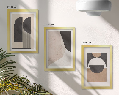 Ensemble de 3 tableaux Formes abstraites dans des tons beige et brun