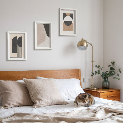 Ensemble de 3 tableaux Formes abstraites dans des tons beige et brun
