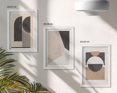 Ensemble de 3 tableaux Formes abstraites dans des tons beige et brun