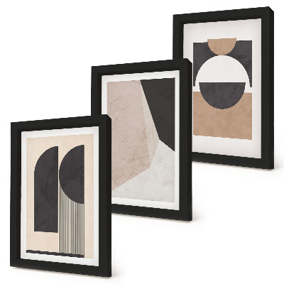 Ensemble de 3 tableaux Formes abstraites dans des tons beige et brun