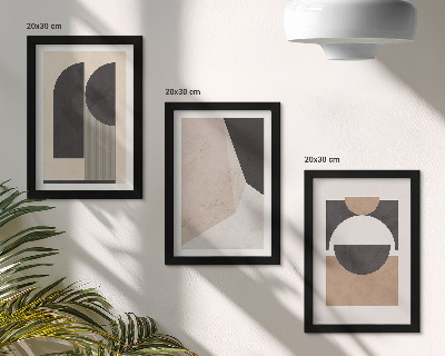 Ensemble de 3 tableaux Formes abstraites dans des tons beige et brun