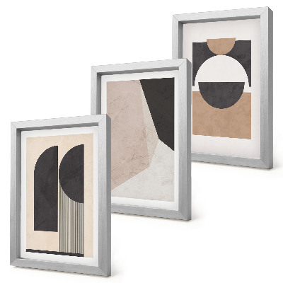 Ensemble de 3 tableaux Formes abstraites dans des tons beige et brun