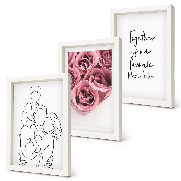 Mur de cadres Inscription sur les bouquets de roses de la famille