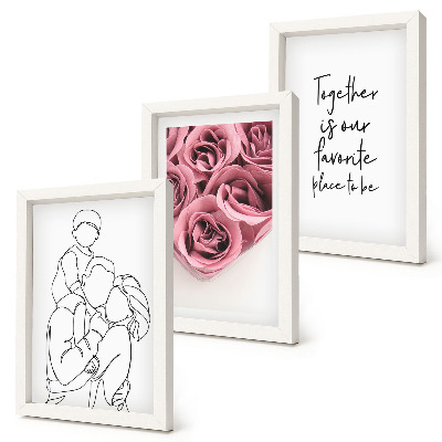 Mur de cadres Inscription sur les bouquets de roses de la famille