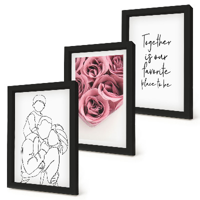 Mur de cadres Inscription sur les bouquets de roses de la famille