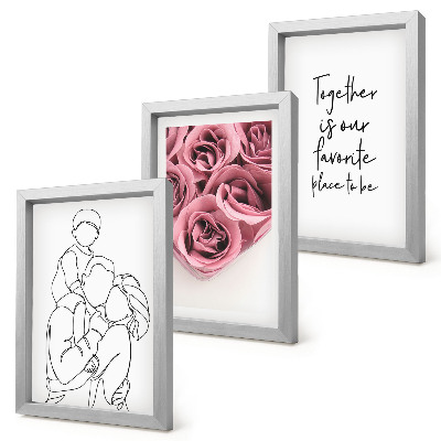 Mur de cadres Inscription sur les bouquets de roses de la famille