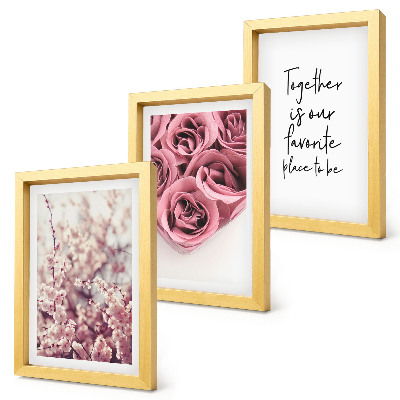 Lot de 3 tableaux Fleurs et bouquets de roses avec une inscription faite maison