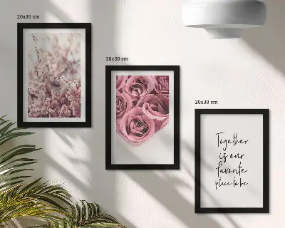 Lot de 3 tableaux fleurs et bouquets de roses avec inscription faite maison