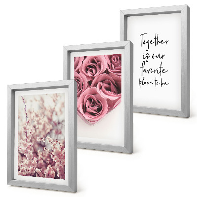 Lot de 3 tableaux Fleurs et bouquets de roses avec une inscription faite maison