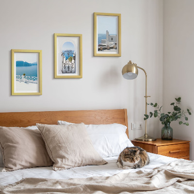 Lot de 3 tableaux Vues sur la mer avec des bâtiments blancs en Grèce