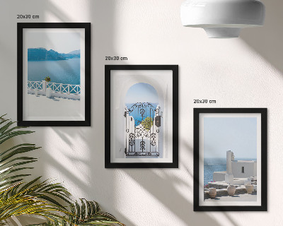 Lot de 3 tableaux Vues sur la mer avec des bâtiments blancs en Grèce