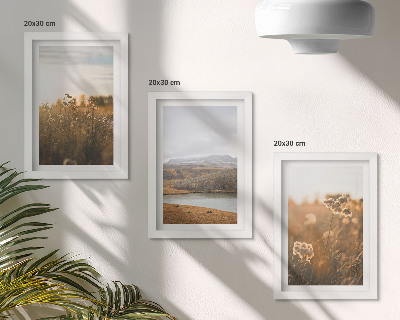 Mur de cadres Paysages avec des prairies, des montagnes et un lac en arrière-plan
