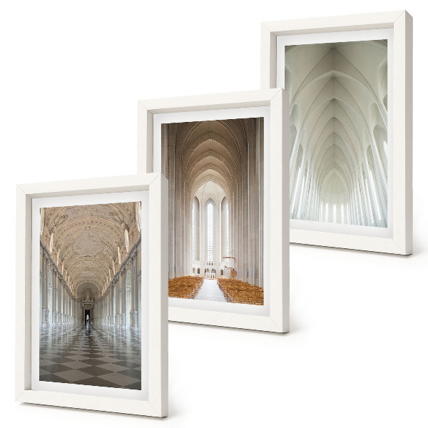 Lot de 3 tableaux Intérieurs de bâtiments historiques et de cathédrales