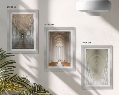 Lot de 3 tableaux Intérieurs de bâtiments historiques et de cathédrales