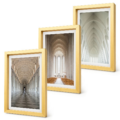 Lot de 3 tableaux Intérieurs de bâtiments historiques et de cathédrales