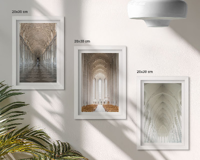 Lot de 3 tableaux Intérieurs de bâtiments historiques et de cathédrales