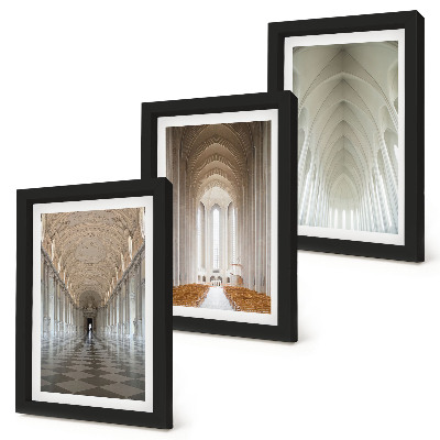 Lot de 3 tableaux Intérieurs de bâtiments historiques et de cathédrales