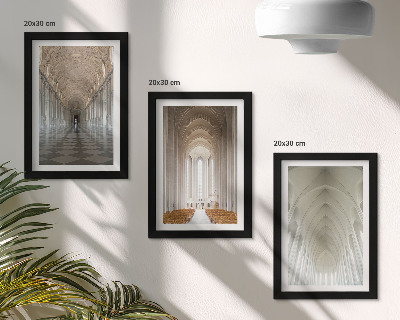 Lot de 3 tableaux Intérieurs de bâtiments historiques et de cathédrales