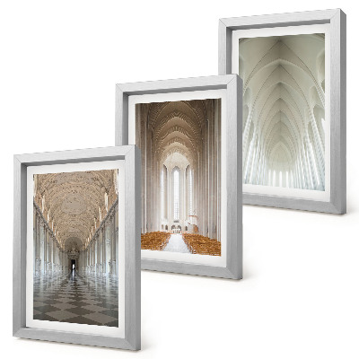 Lot de 3 tableaux Intérieurs de bâtiments historiques et de cathédrales