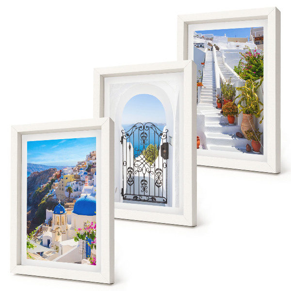 Ensemble de 3 tableaux Vues de l'architecture grecque d'Oia à Santorin