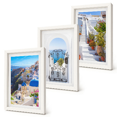 Ensemble de 3 tableaux Vues de l'architecture grecque d'Oia à Santorin