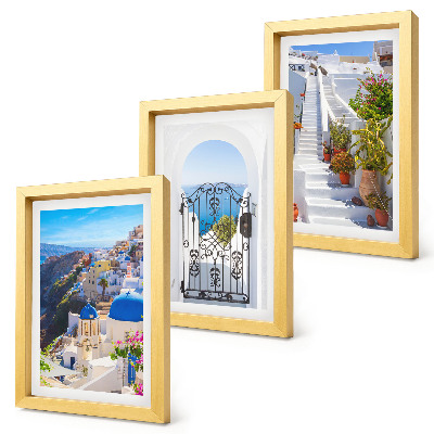 Ensemble de 3 tableaux Vues de l'architecture grecque d'Oia à Santorin