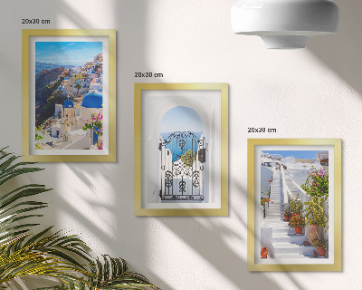 Ensemble de 3 tableaux Vues de l'architecture grecque d'Oia à Santorin