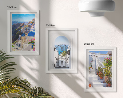 Ensemble de 3 tableaux Vues de l'architecture grecque d'Oia à Santorin