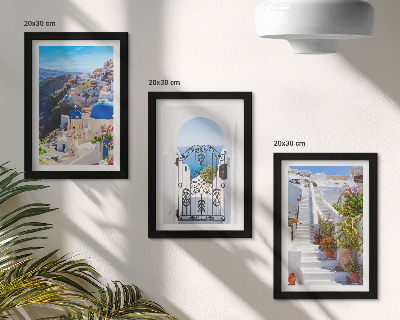 Ensemble de 3 tableaux Vues de l'architecture grecque d'Oia à Santorin