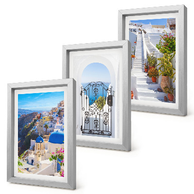 Ensemble de 3 tableaux Vues de l'architecture grecque d'Oia à Santorin