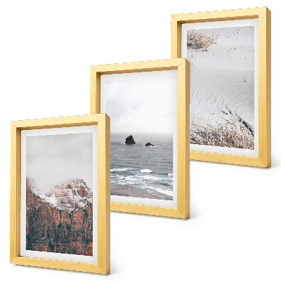 Mur de cadres Montagnes, nuages, mer et sable dans des teintes naturelles