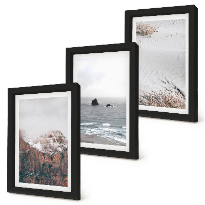Mur de cadres Montagnes, nuages, mer et sable dans des teintes naturelles