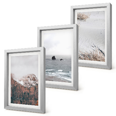 Mur de cadres Montagnes, nuages, mer et sable dans des teintes naturelles